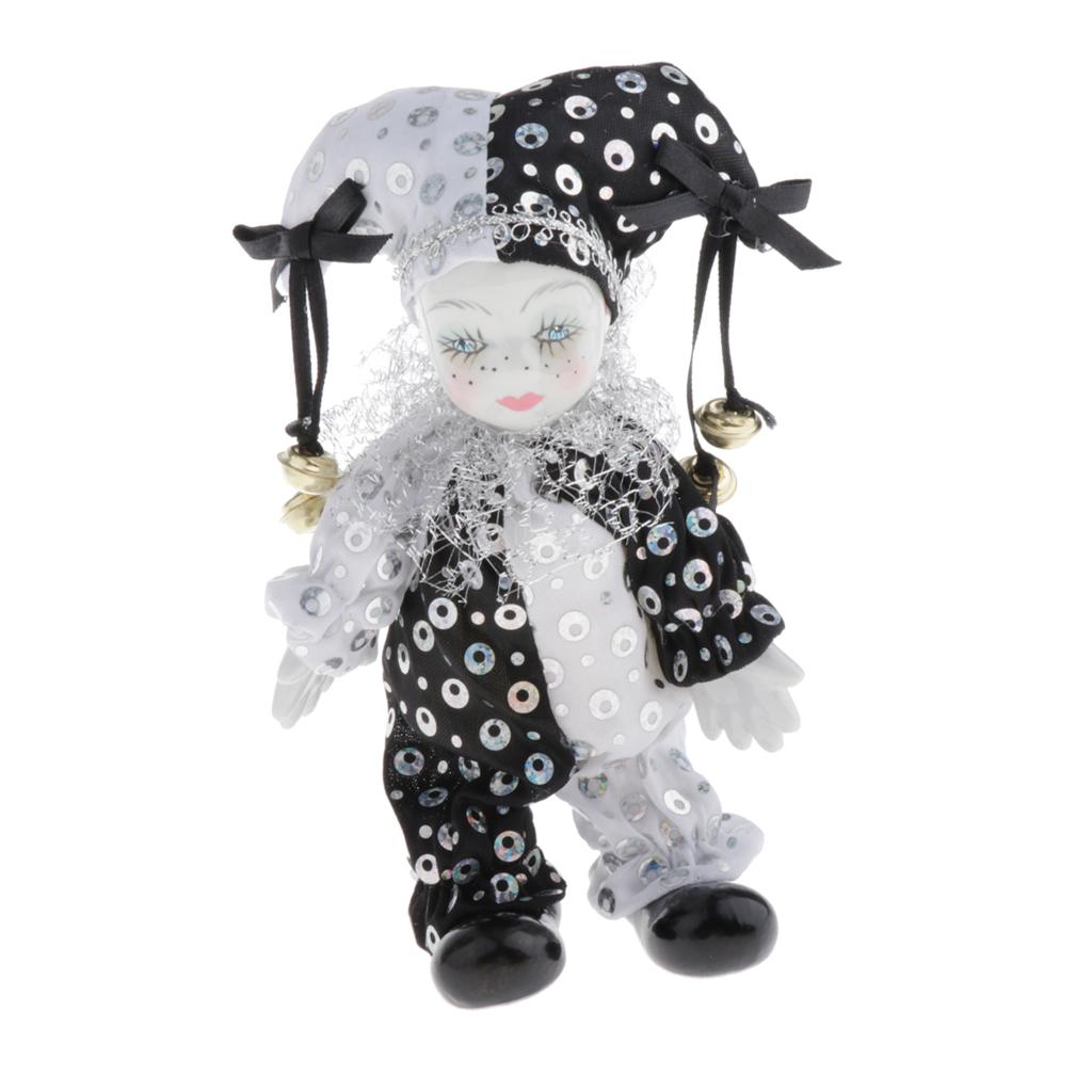 Vintage Collectible Porcelain Dolls - Ceramic Clown Dolls Articulated Limbs Vintage