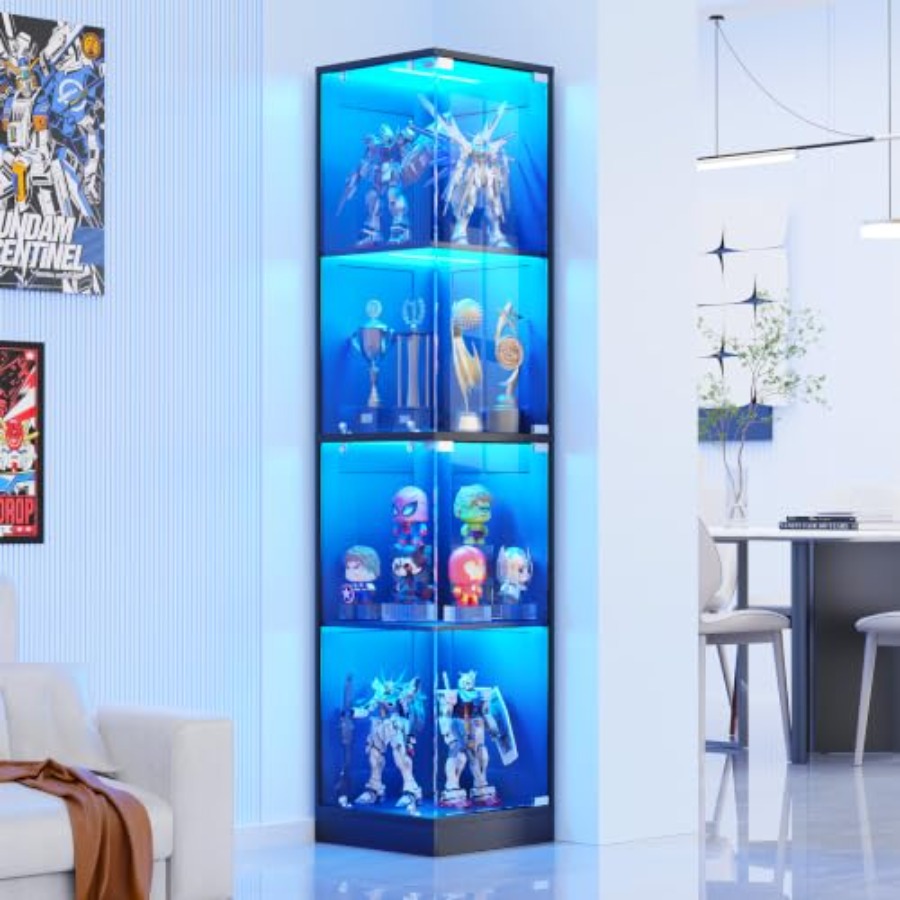 Corner display cabinet with gl - Collectible & Vintage Dolls For Wedding 评论和价格