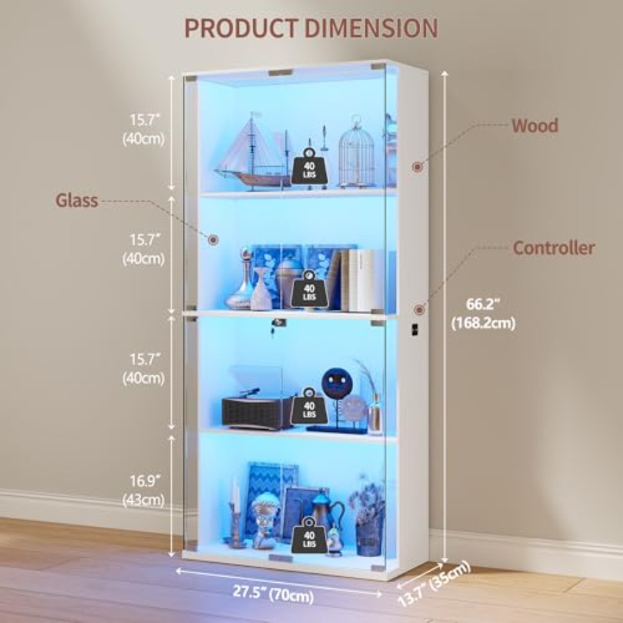 66 Glass Display Cabinet for C - Collectible & Vintage Dolls For Wedding 评论和价格