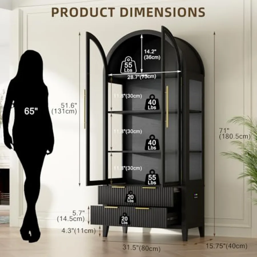 Arched curio cabinet with glas - Collectible & Vintage Dolls For Wedding 评论和价格