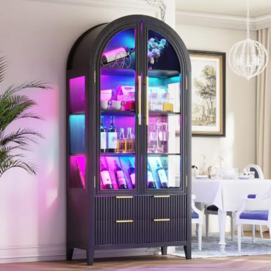 Arched curio cabinet with glas - Collectible & Vintage Dolls For Wedding 评论和价格