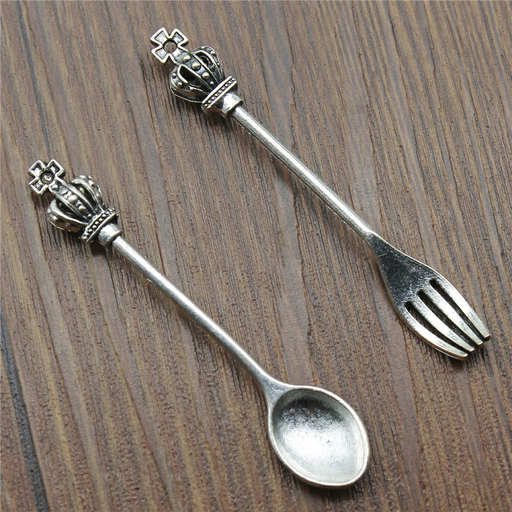 10pcs Antique Silver Color Cro - Vintage Collectible Spoons 评论和价格